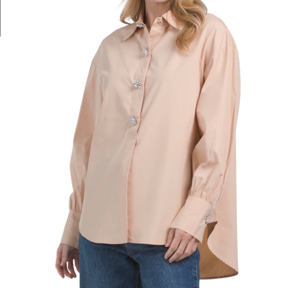 NWT OAT NEW YORK Light Beige Button Up Blouse Size US XL